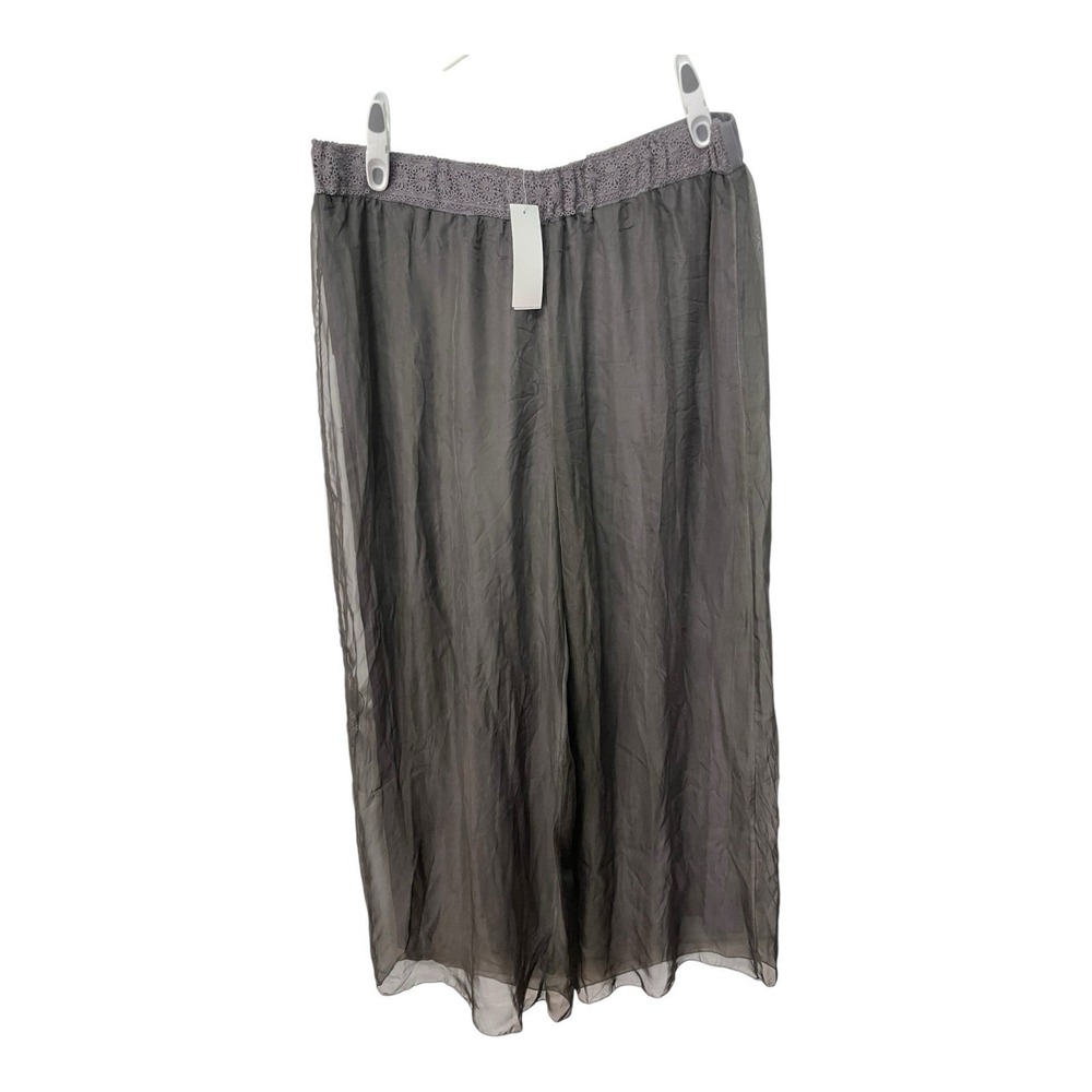 NEW Blutique Wide Leg Pants 2X Gray Elastic Waist Whimsy Goth Fairy Flowy Casual